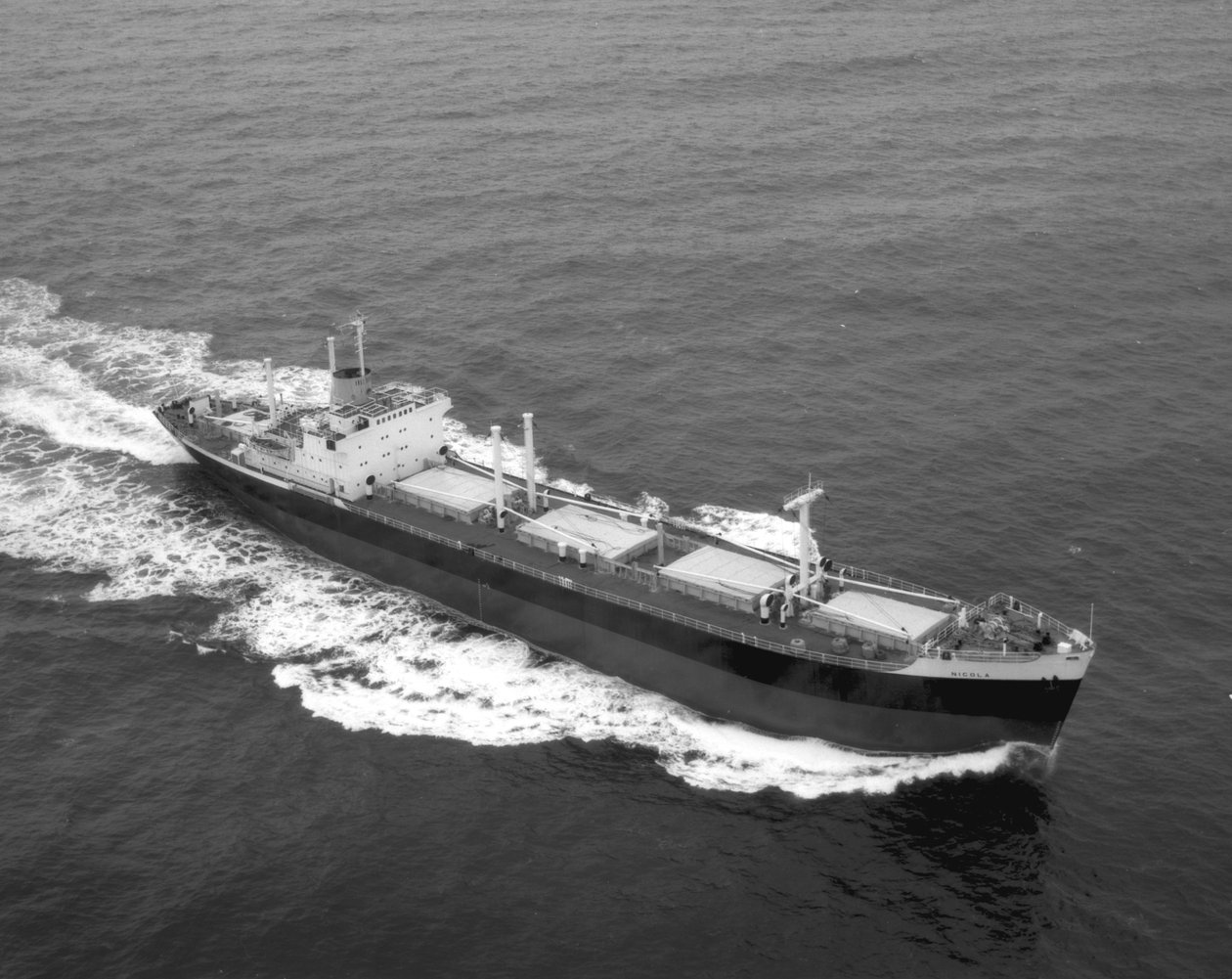 Vista aerea del quarto di prua di dritta di Nicola, il primo SD14, durante le prove in mare, 20 febbraio 1968 da Unbekannt Unbekannt