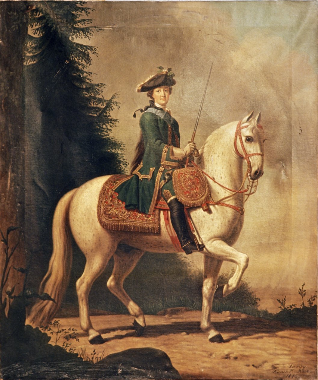 Una copia del 1875 di un dipinto di Caterina la Grande a cavallo di V. Eriksen, 1762 da Unknown
