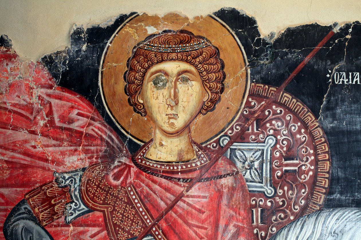 Affresco bizantino del XV secolo (dettaglio), San Giorgio, Chiesa dell