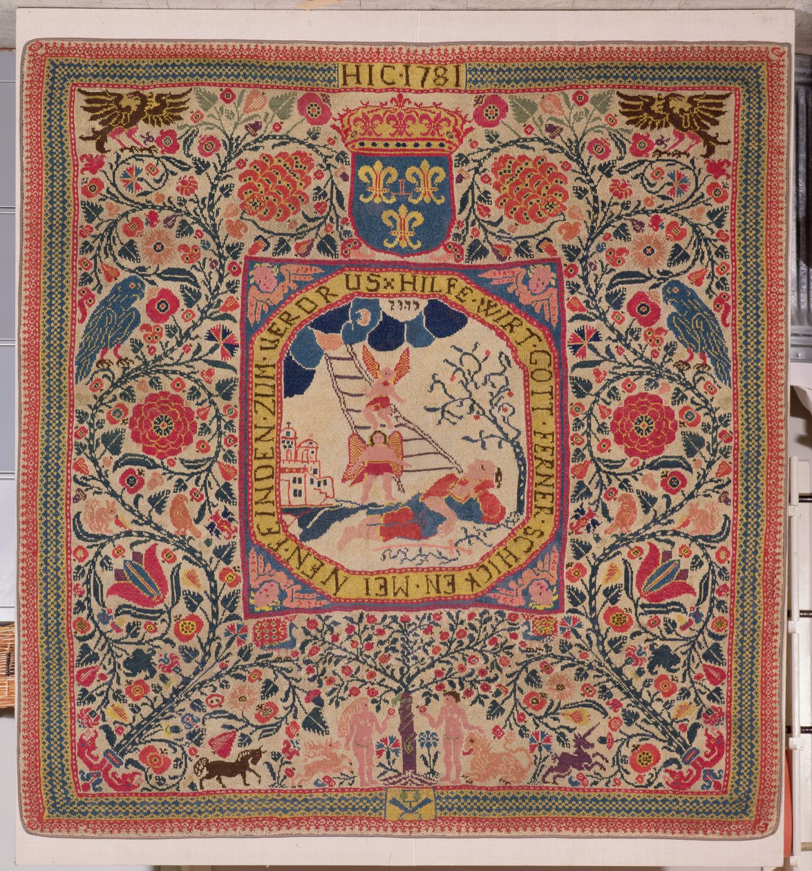 Tappeto lavorato a mano raffigurante il sogno di Giacobbe, Alsazia, 1781 (lana) da Unknown