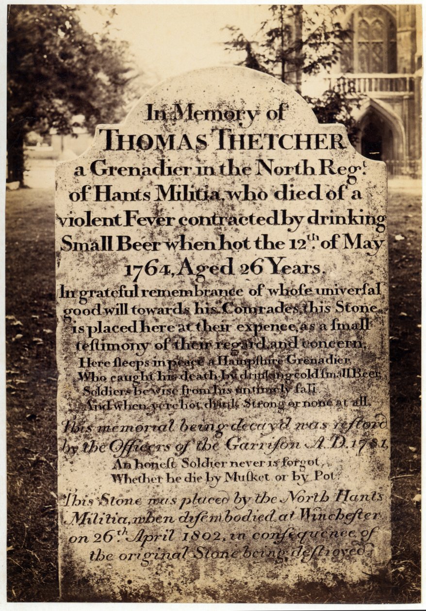 Lapide di Thomas Thetcher nella Cattedrale di Winchester, Hampshire, Inghilterra, 1764 da Unknown