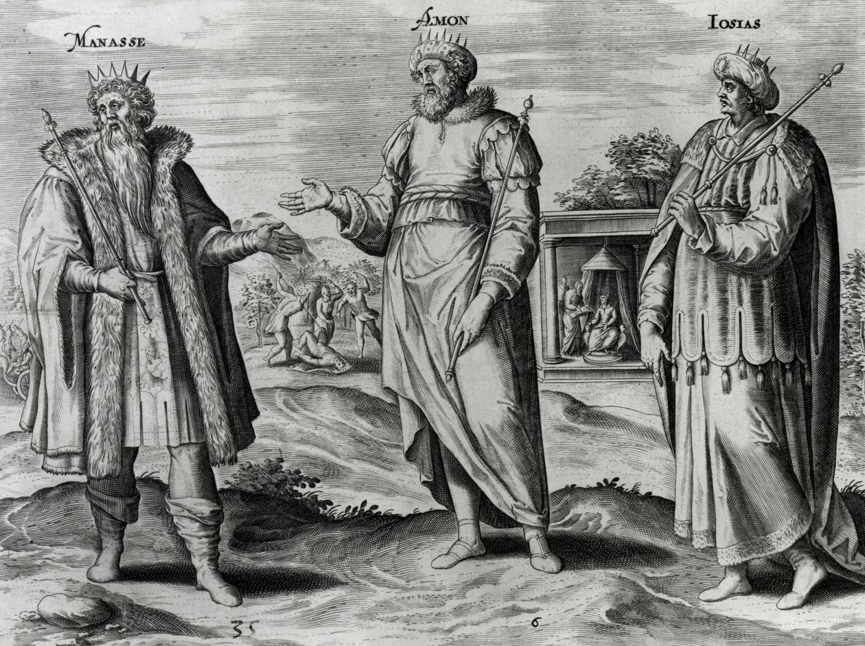 Manasse (697-642 a.C.) Amon (642-640 a.C.) e Giosia (640-609 a.C.) da Dutch School