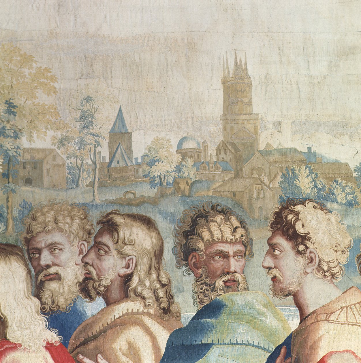 Arazzo che raffigura gli Atti degli Apostoli, la chiamata di San Paolo (dettaglio delle teste degli apostoli), tessuto alla Manifattura di Beauvais sotto la direzione di Philippe Behagle (1641-1705), 1695-9 da Raffaello Sanzio Raphael