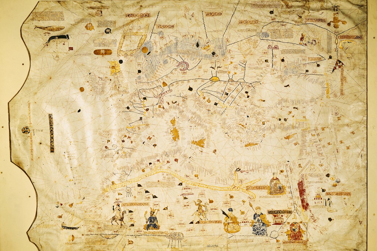 Mappa di Carlo V, Mappa di Mecia de Viladestes, un portolano di Europa e Nord Africa, 1413 da Spanish School