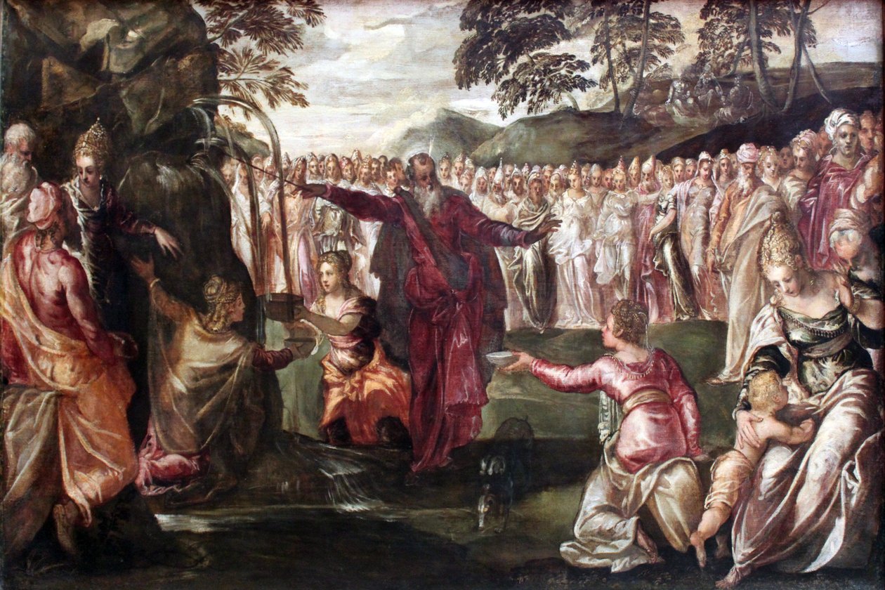 Mosè fa scaturire acqua dalla roccia da Tintoretto