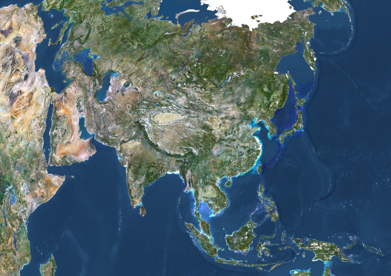 Asia, immagine satellitare a colori reali da Unknown