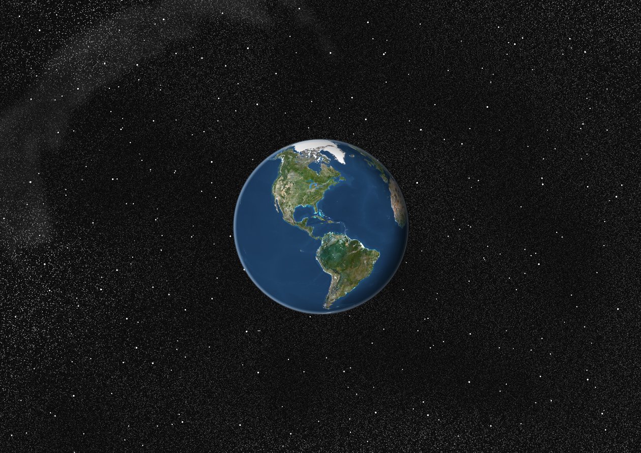 Globo centrato sulle Americhe, immagine satellitare a colori reali da Unknown