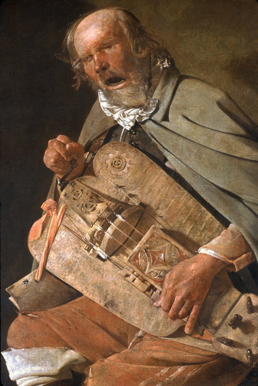 Loire Atlantique N* 093 - NantesMusee des Beaux Arts - “Le Joueur de Vielle” (dettaglio) (Le Vielleur au chapeau ou Le Vielleur à la mouche) - di Georges de La Tour (1593-1652) ca. 1625 da Unknown