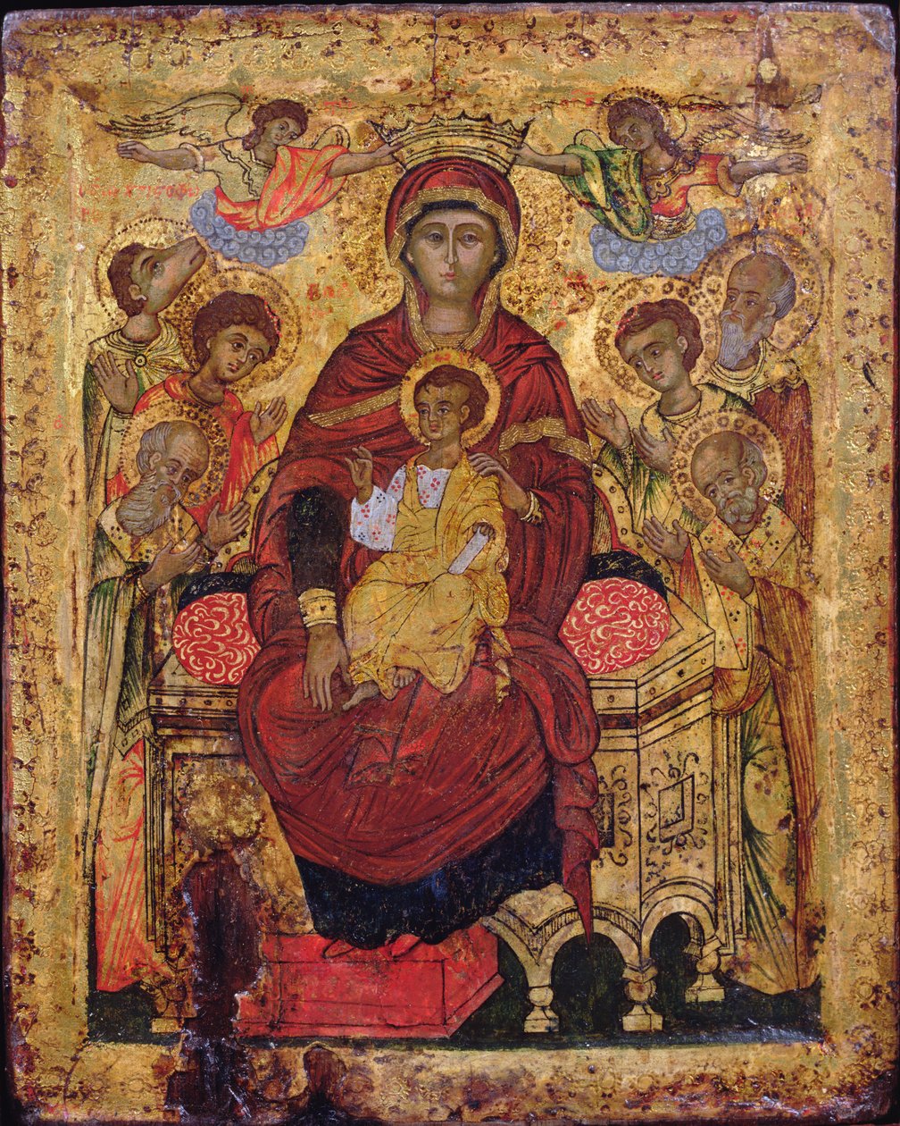 Madonna col Bambino in trono con Santi, icona delle Isole Greche, inizio XVIII secolo da Unknown