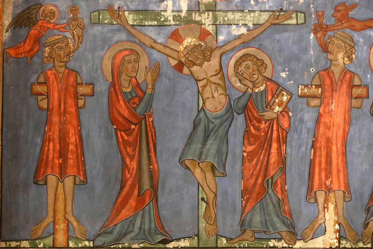 Chiesa protestante di Saint-Pierre-le-Jeune, La crocifissione, Gesù sulla croce, Affresco, Strasburgo, Francia da Unknown