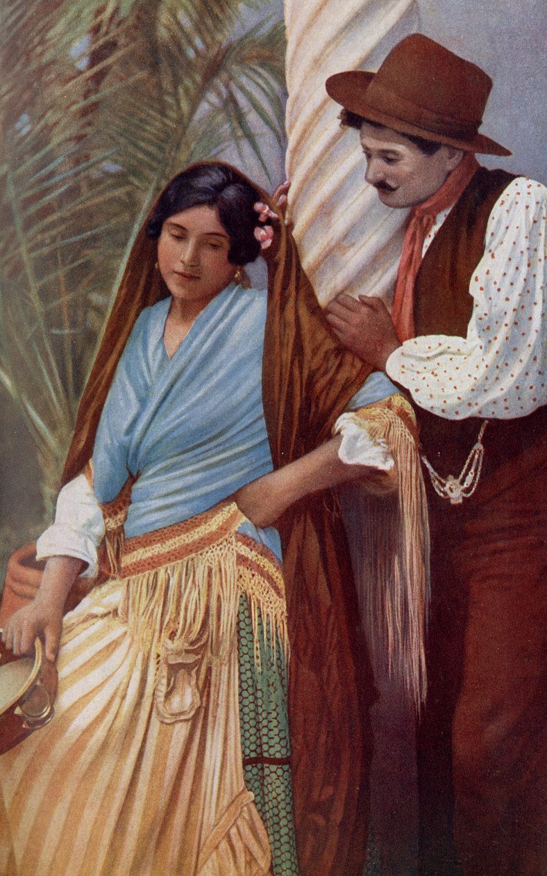 Spagna. Giovane coppia di spagnoli in abiti caratteristici. 1920 da Unknown
