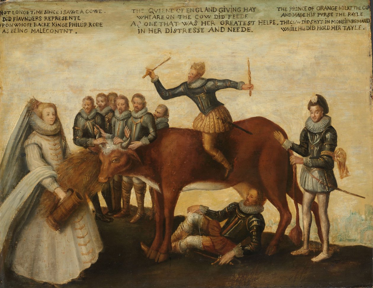 La mucca da latte: le province olandesi, in rivolta contro il re di Spagna Filippo II, sono guidate dal principe Guglielmo d
