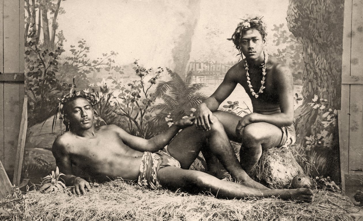 Due ballerini maschi, Tahiti, 1887 da Unknown