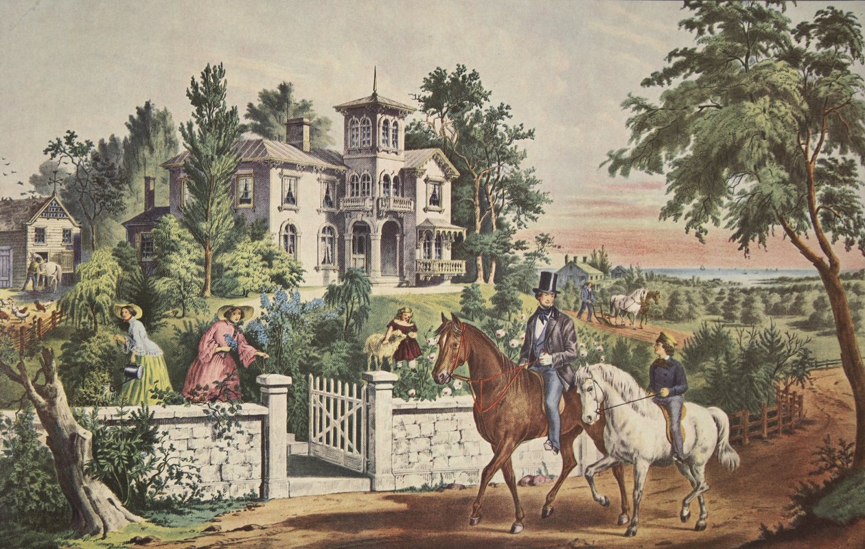 Vita di campagna americana - Mattina di maggio, pub. 1855, Currier & Ives da American School