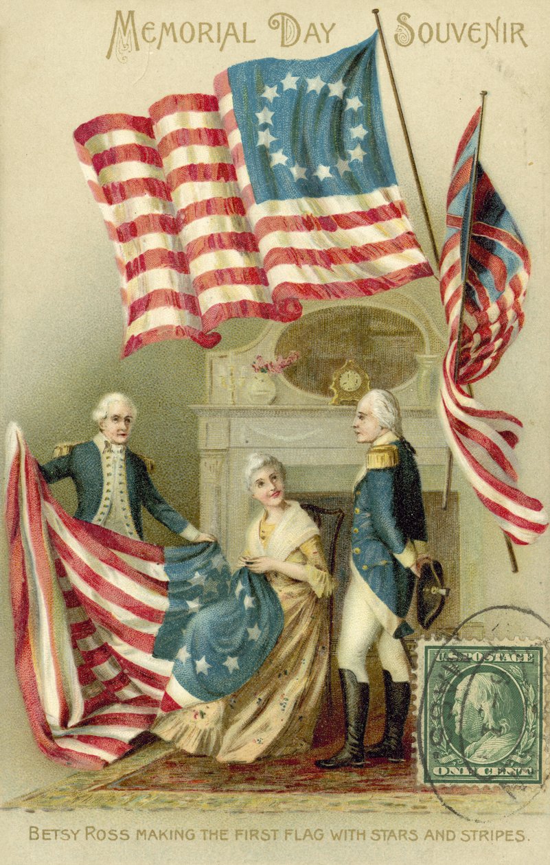 Betsy Ross che realizza la prima bandiera americana da American School