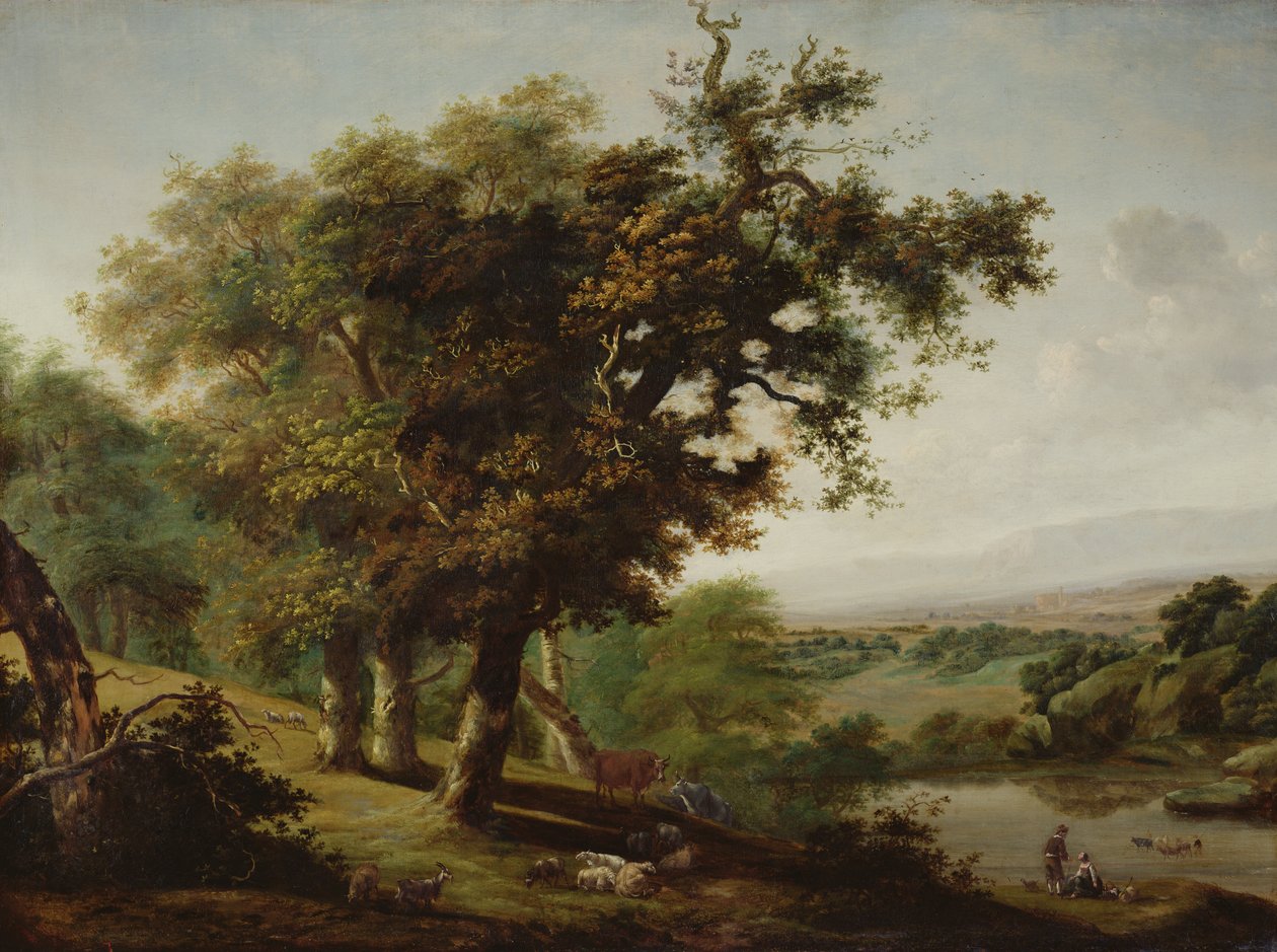 Paesaggio con tre querce da Dutch School