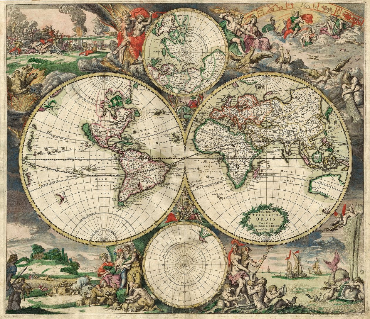 Terrarum Orbis Tabula dopo G. a Schagen. Pub. C. 1689 da Dutch School