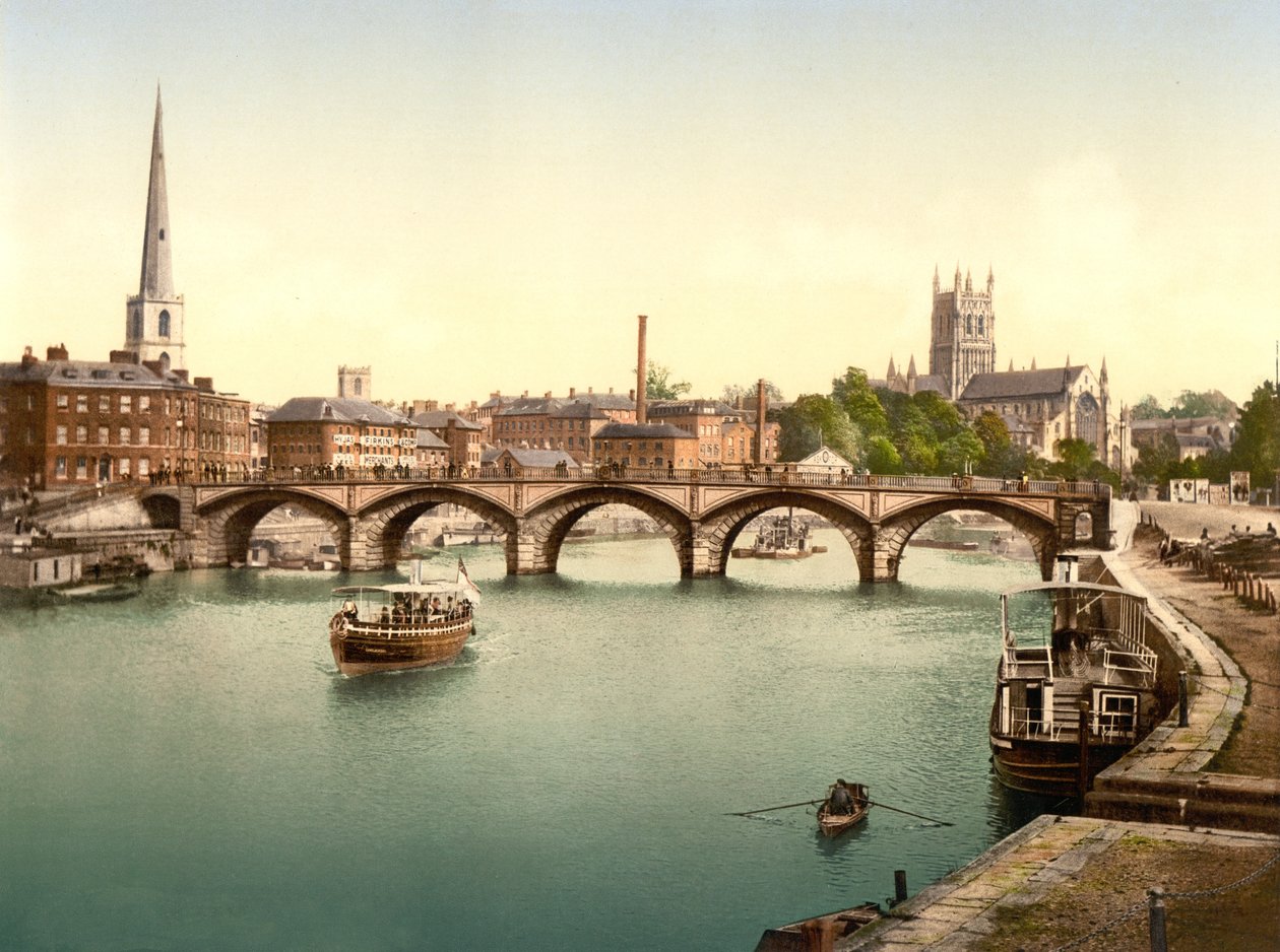 Ponte di Worcester, Worcester, pub. c.1890 - 1900 da English Photographer