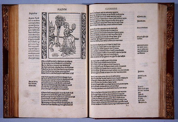 Di orgoglio prepotente, da This Present boke named The shyp of folys, di Sebastian Brandt, stampato da Richard Pynson, 1509 da English School