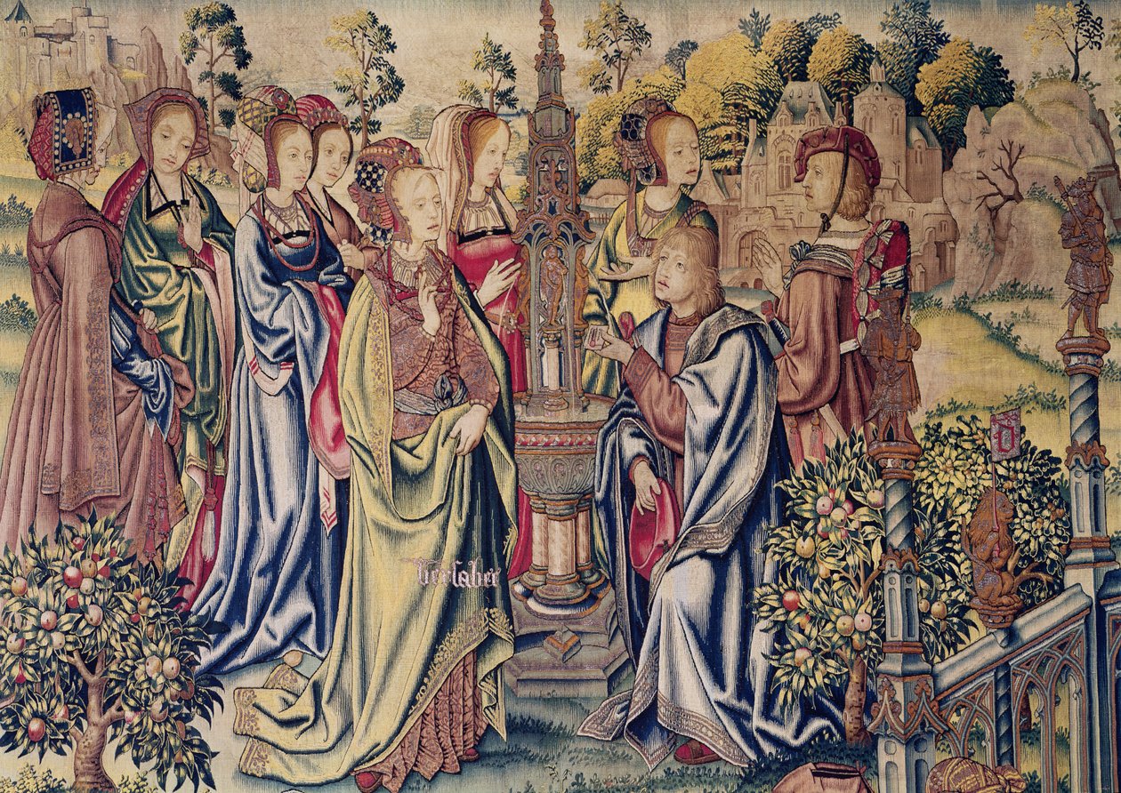 Betsabea riceve due messaggeri da Davide alla fontana, c.1510-15 da Flemish School