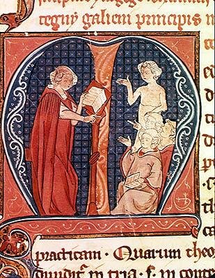 Ms 1003 f.1 Gli insegnamenti dei dottori, da Oeuvres de Galien di Claudius Galenus (c.130-c.201) da French School