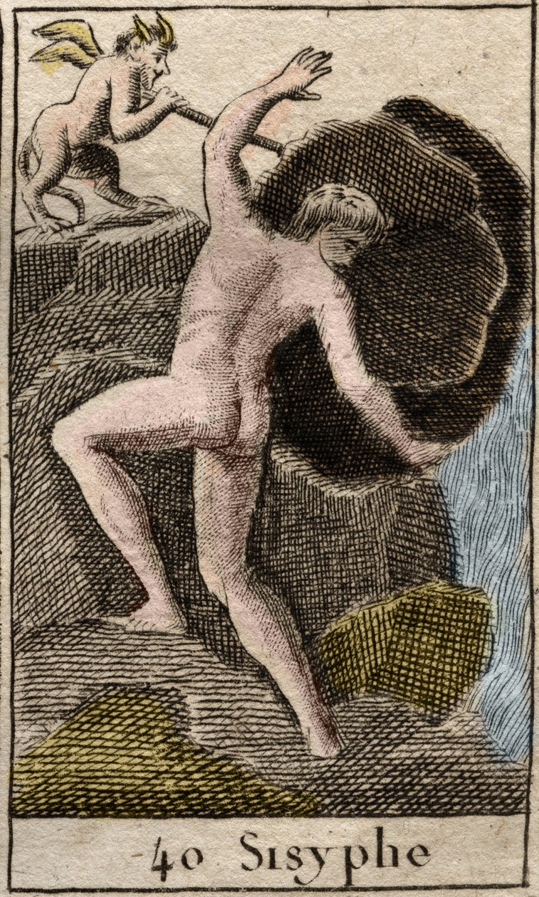 Sisifo, illustrazione da Mythologie de la Jeunesse, 1803 da French School