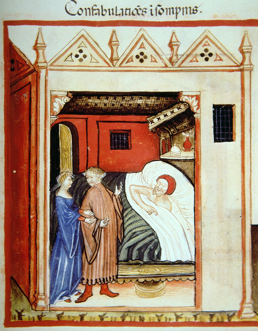 Fol.101v Parlare nel sonno, illustrazione dal Tacuinum Sanitatis Codex Vindobonensis da Italian School