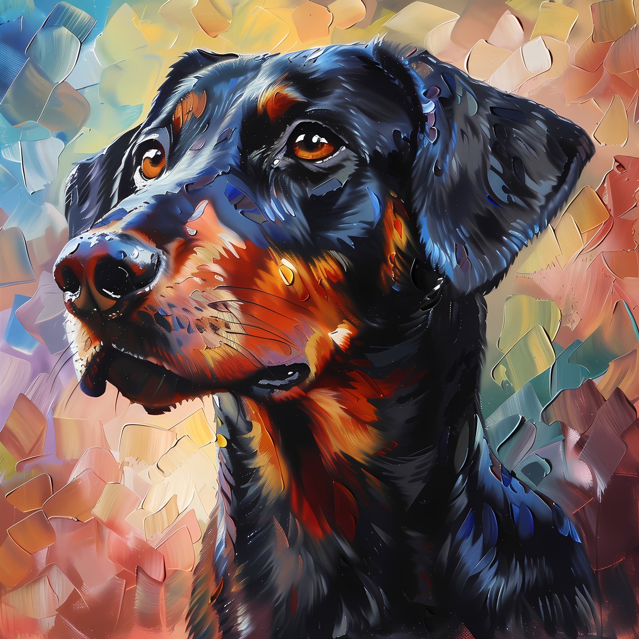 Dipinto astratto di cane Rhodesian Ridgeback da F. Abderrahim