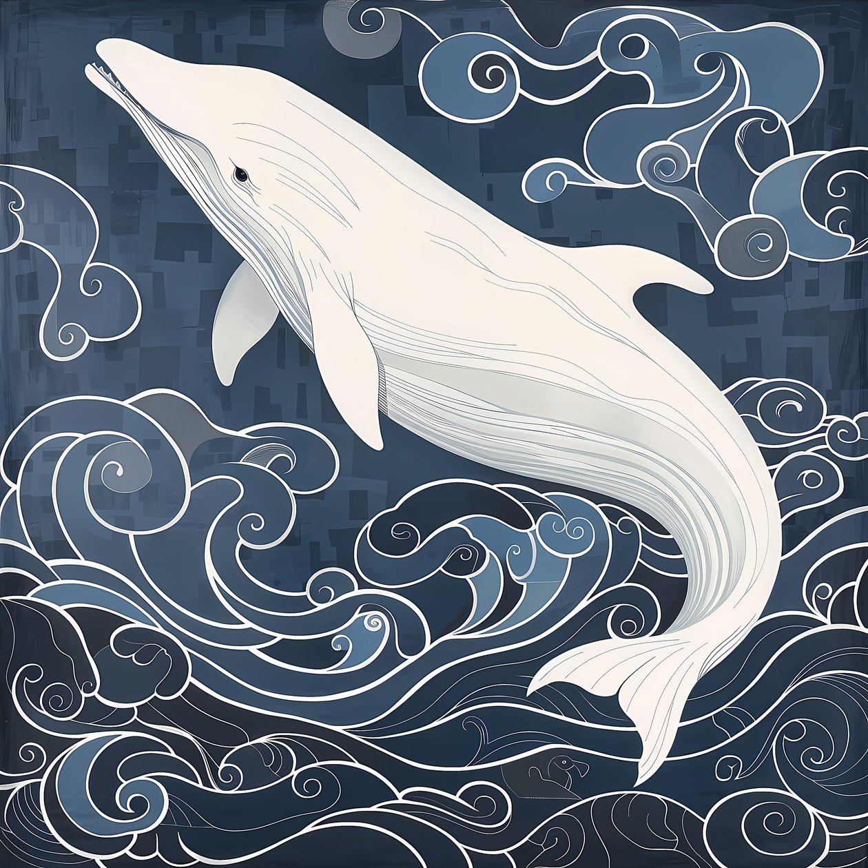Delfino in uno sfondo blu surreale da F. Abderrahim