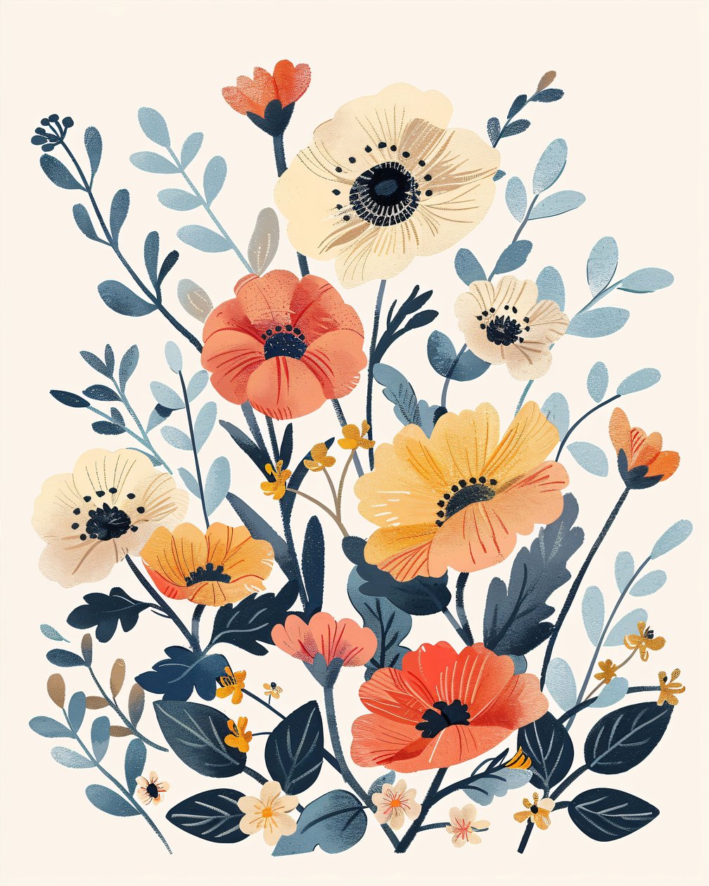 Fiori boho per asilo nido per stampe d