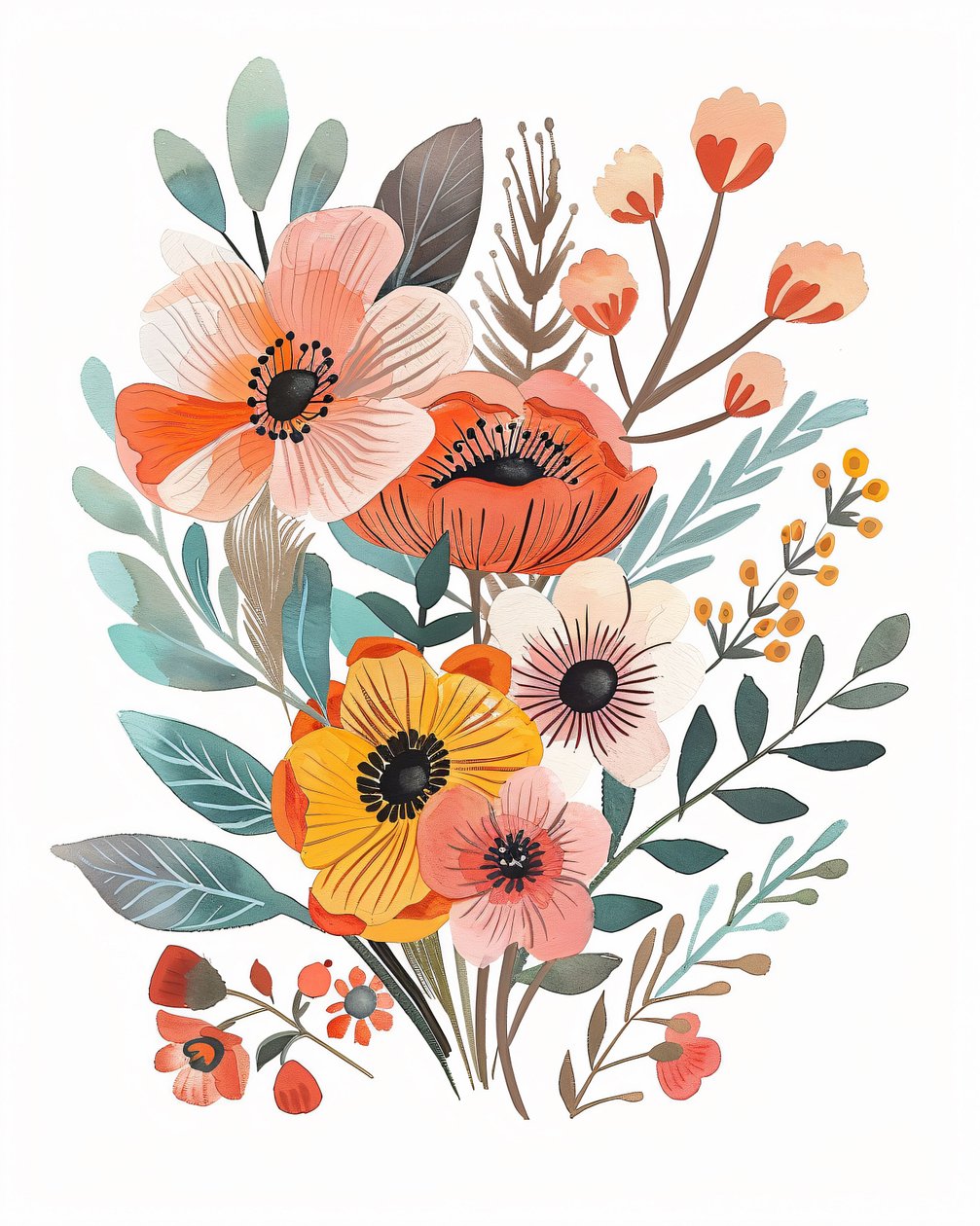 Asilo nido floreale bohemien per poster botanici per stampe d