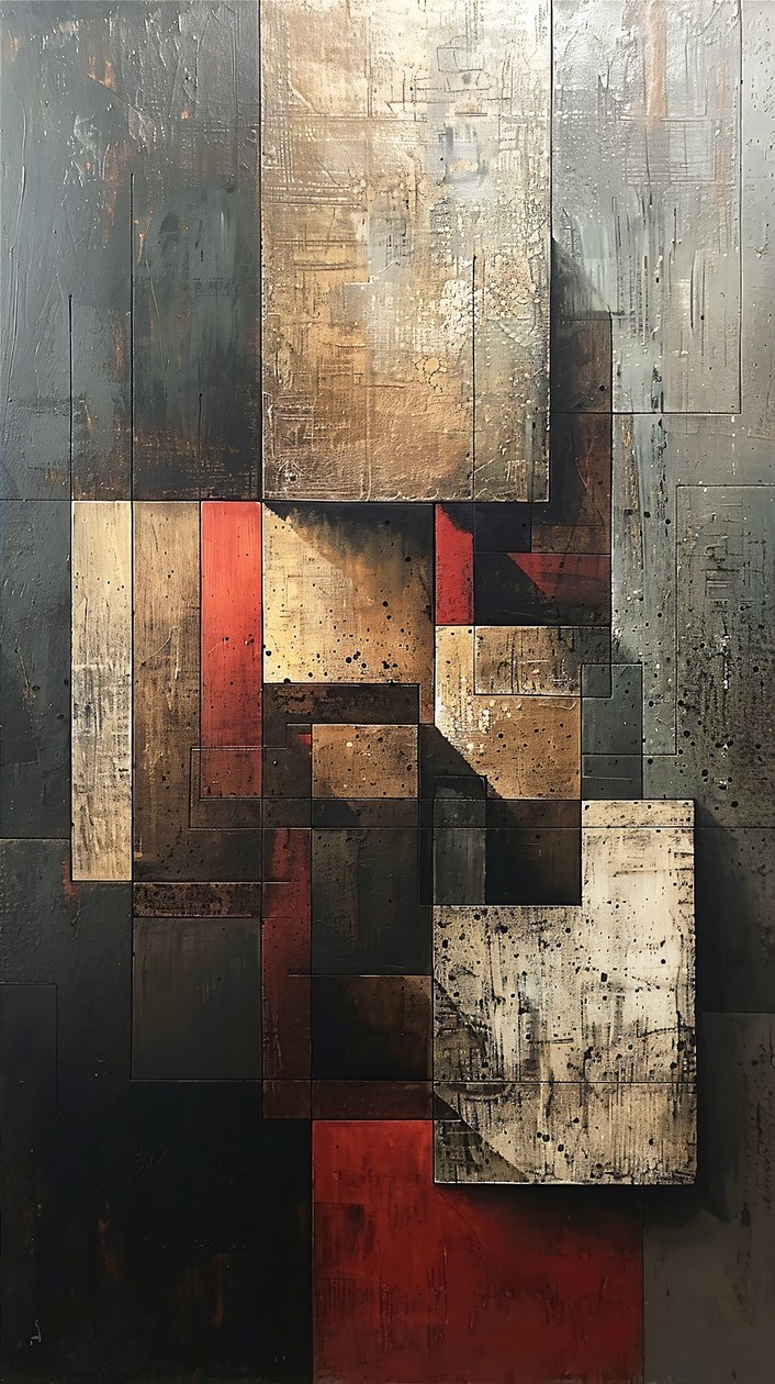 Pittura di motivi astratti: forme geometriche per stampe murali verticali da F. Abderrahim