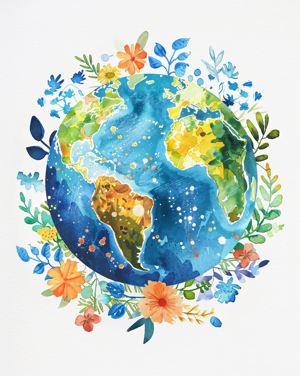 Decorazione murale della pace: acquerello boho del pianeta terra per asilo nido da F. Abderrahim
