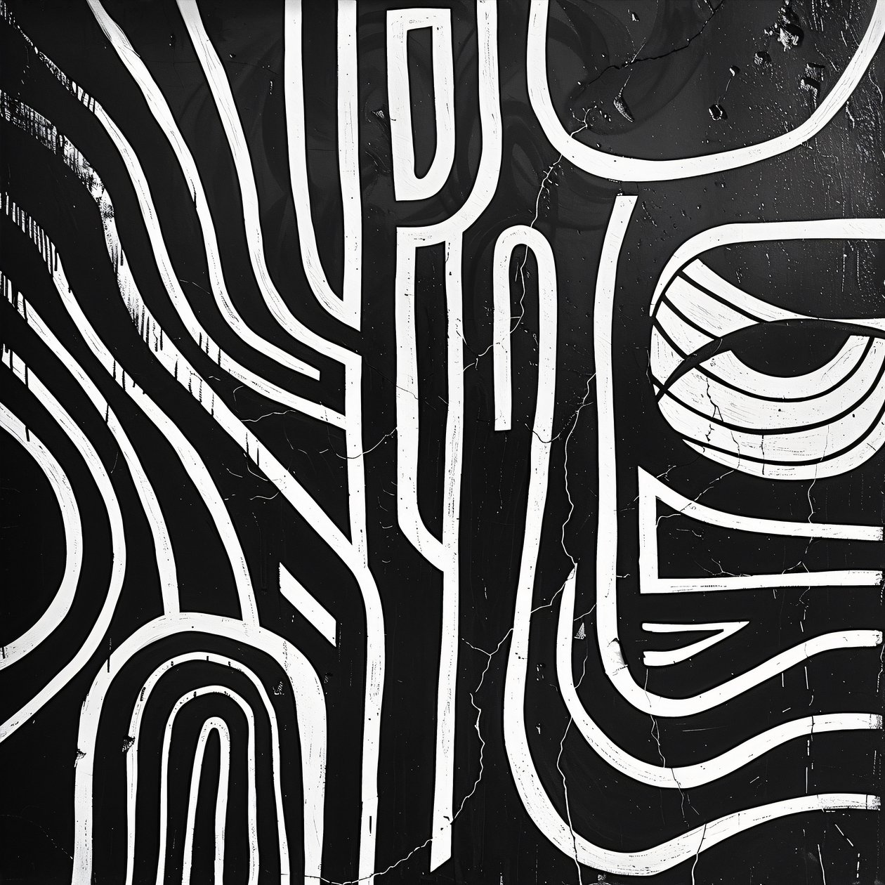 Murale su tela: disegno di strisce bianche dal motivo culturale salvadoregno da F. Abderrahim