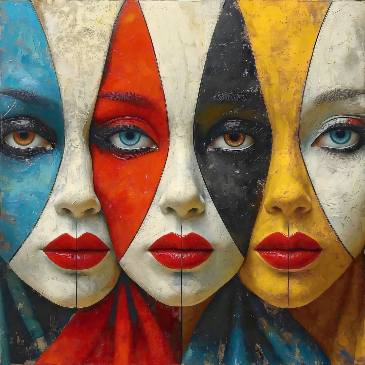Volti di donne astratti in splendidi motivi geometrici, intimità femminile da F. Abderrahim