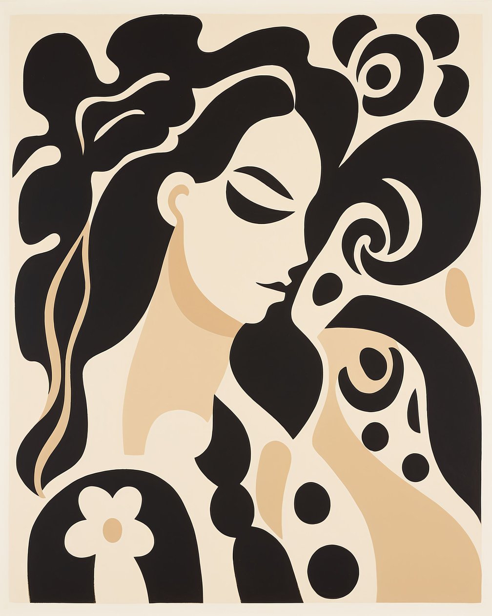 Donna astratta beige e nera stile Henri Matisse da F. Abderrahim