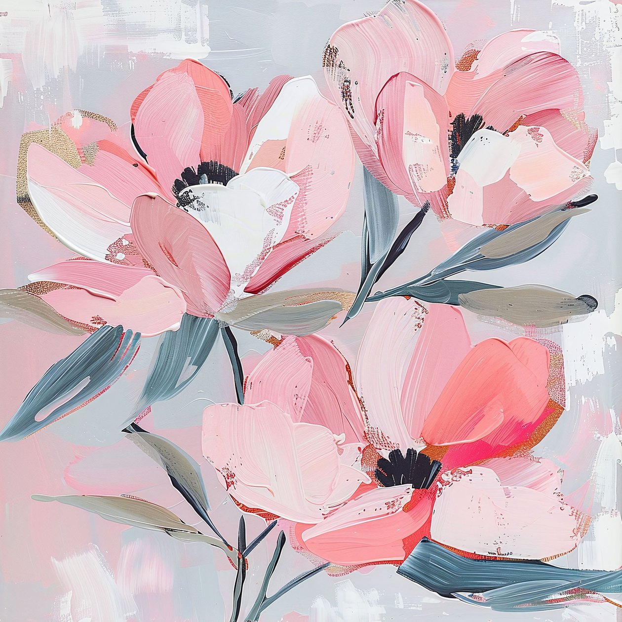 Fiori di neve rosa astratti da F. Abderrahim