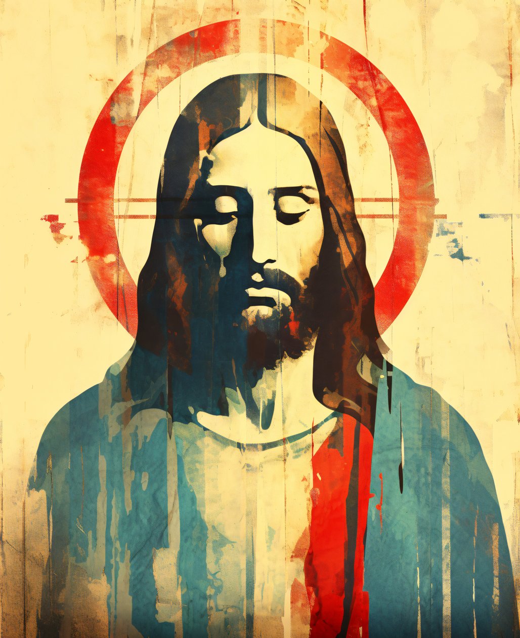 Figura religiosa cristiana Gesù Cristo, stile boho da F. Abderrahim