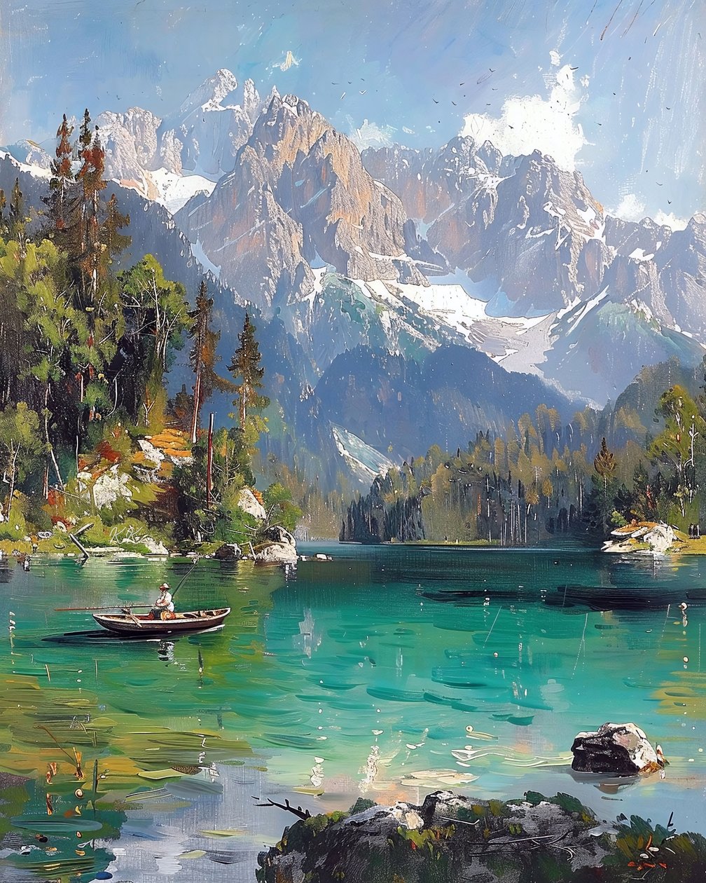 Paesaggi panoramici di montagne e laghi, Vendita decorazioni murali economiche da F. Abderrahim