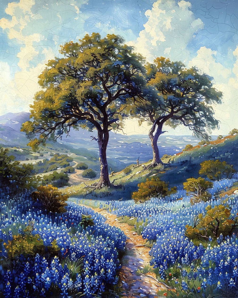 Un sentiero in un paesaggio costeggiato da fiori di lavanda, Stampe su tela personalizzate da F. Abderrahim