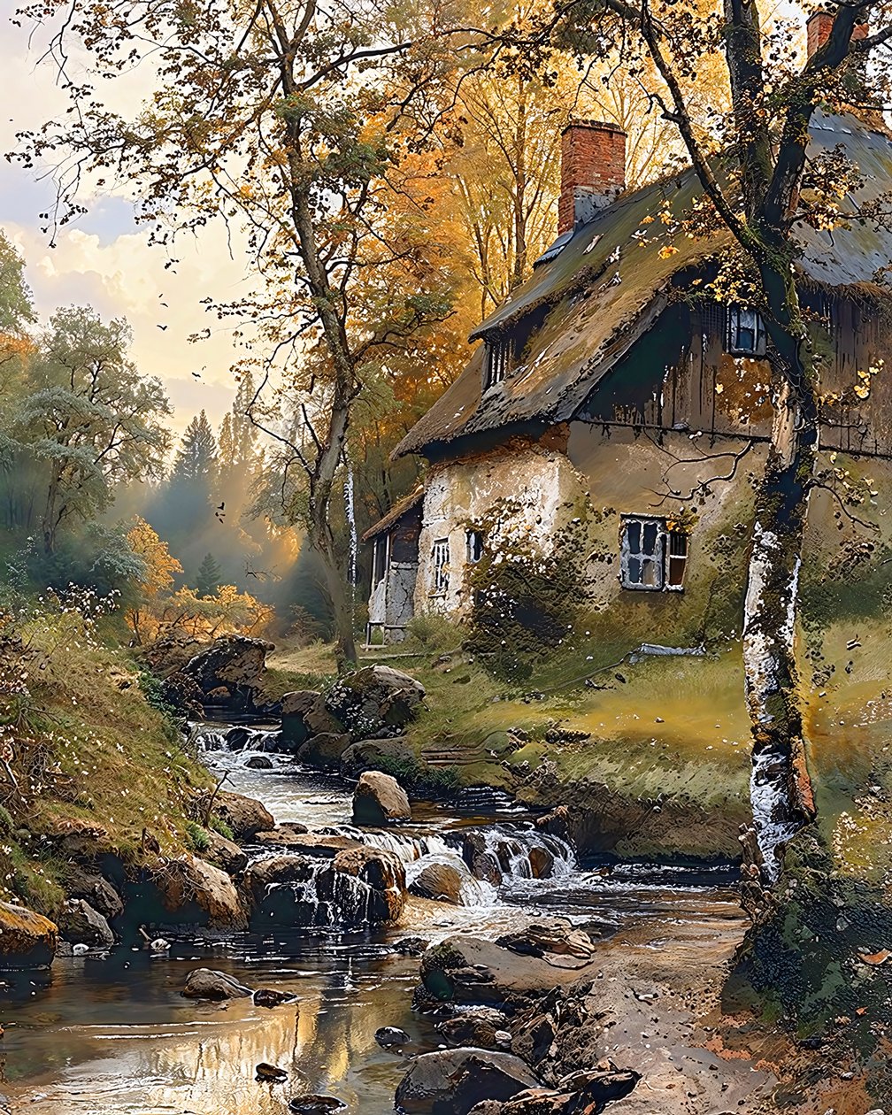 Una casa sul bordo di una riva d