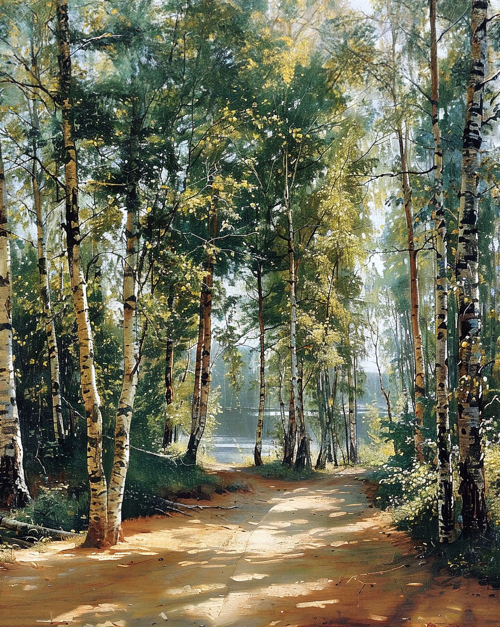Strada tortuosa foresta verde, decorazione murale per il soggiorno da F. Abderrahim