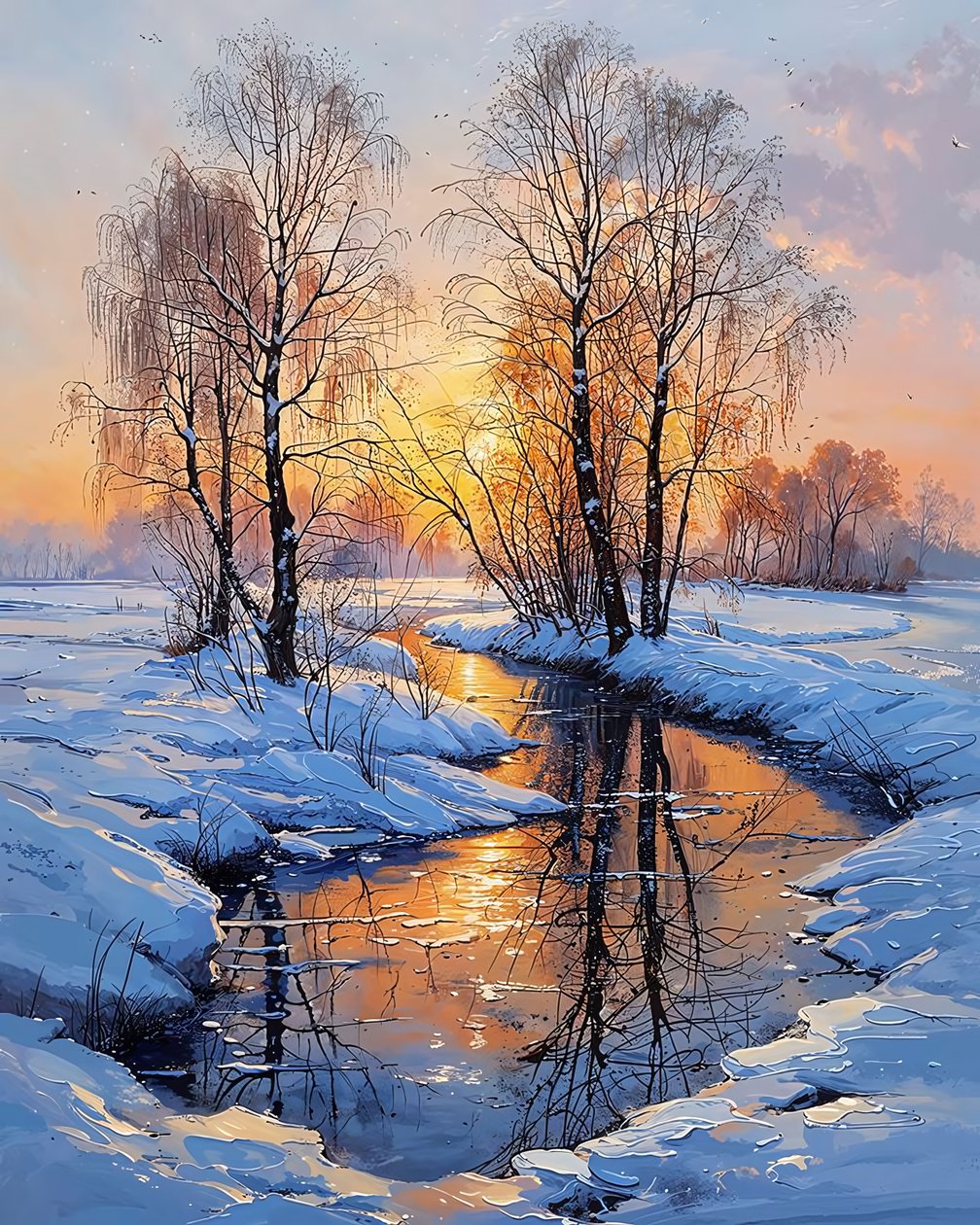 Un lago in inverno al tramonto, vendita Wall Decor da F. Abderrahim