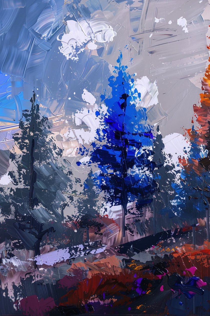 Bellissimo paesaggio con foresta, decorazione murale da amare da F. Abderrahim