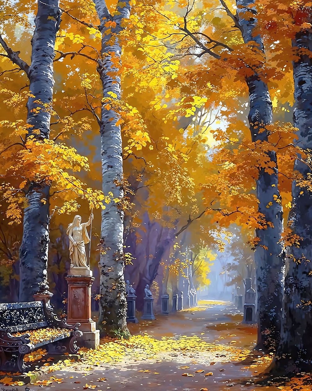 Bellissimo paesaggio con foresta incantata, decorazione murale per la camera dei bambini da F. Abderrahim