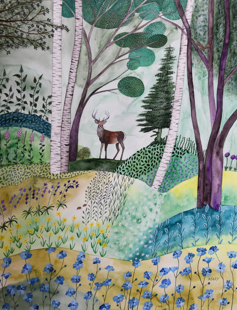 Primavera nella foresta da Marys Watercolors