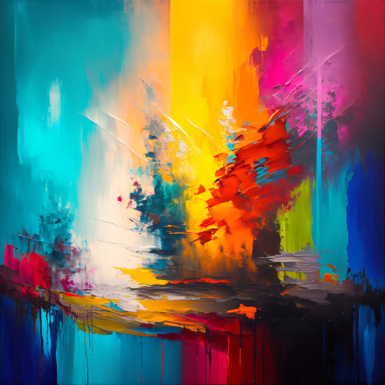 Arte astratta con sfondo a colori vivaci, decorazioni murali e stampe su tela da F. Abderrahim