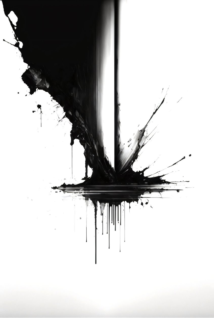 Disegno astratto a inchiostro, bianco e nero, arte da parete | stampa su richiesta da F. Abderrahim