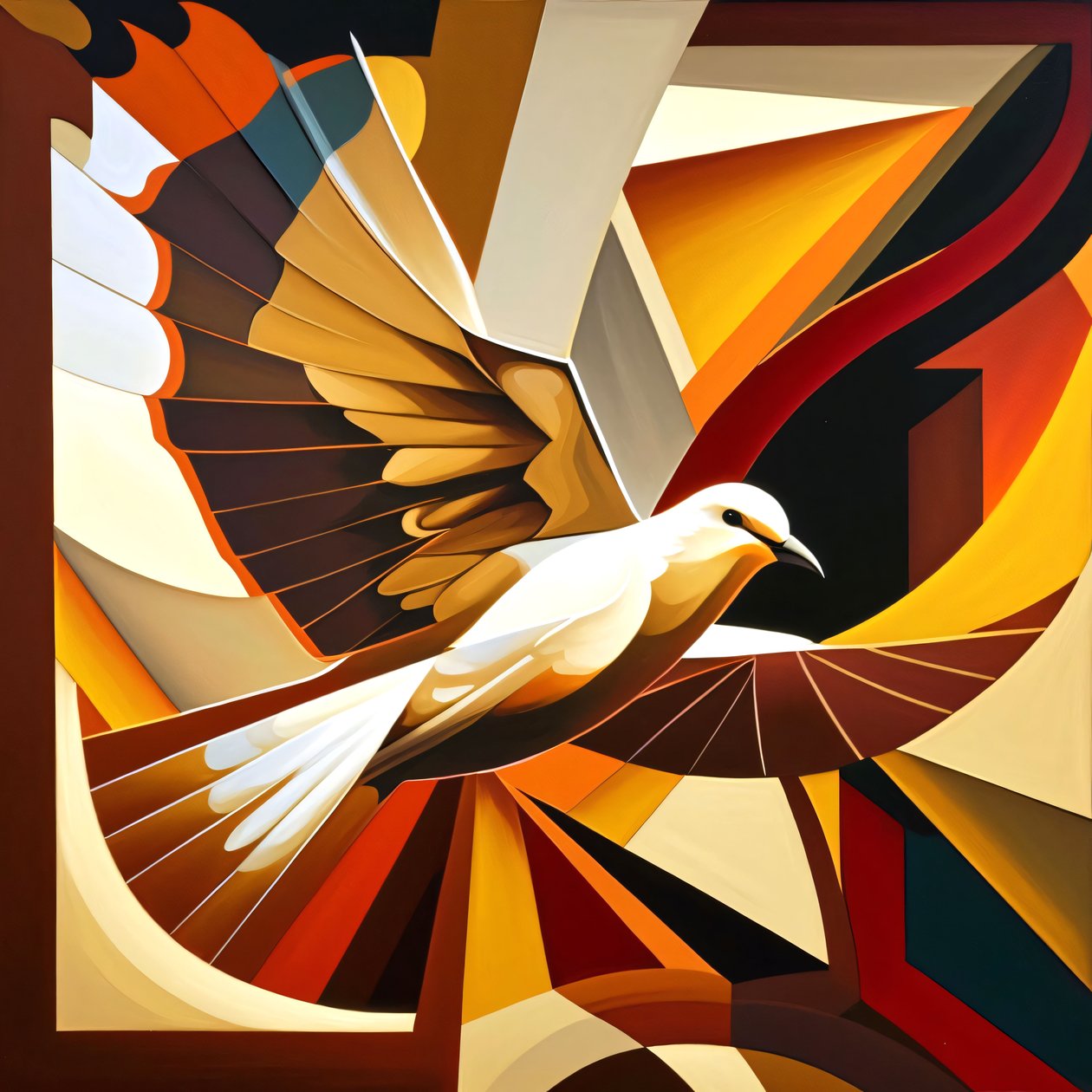 Quadro in stile cubista Peace Doves, stampe su tela personalizzate online da F. Abderrahim