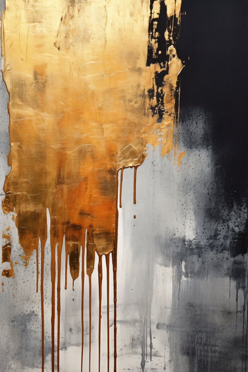 Oro nero e argento Una luce dorata Pittura rustica opaca, stampe su tela personalizzate da F. Abderrahim